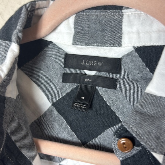 J. Crew Boy Button Down Shirt in Buffalo Checkered Plaid White Black size 4 - Picture 7 of 13